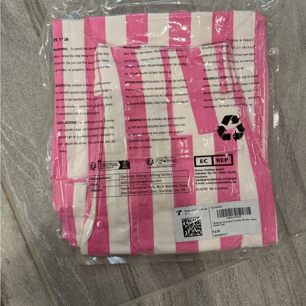 Pink & White Striped Cropped Wide-Leg Pants- BRAND NEW, size 2 - Picture 8 of 8